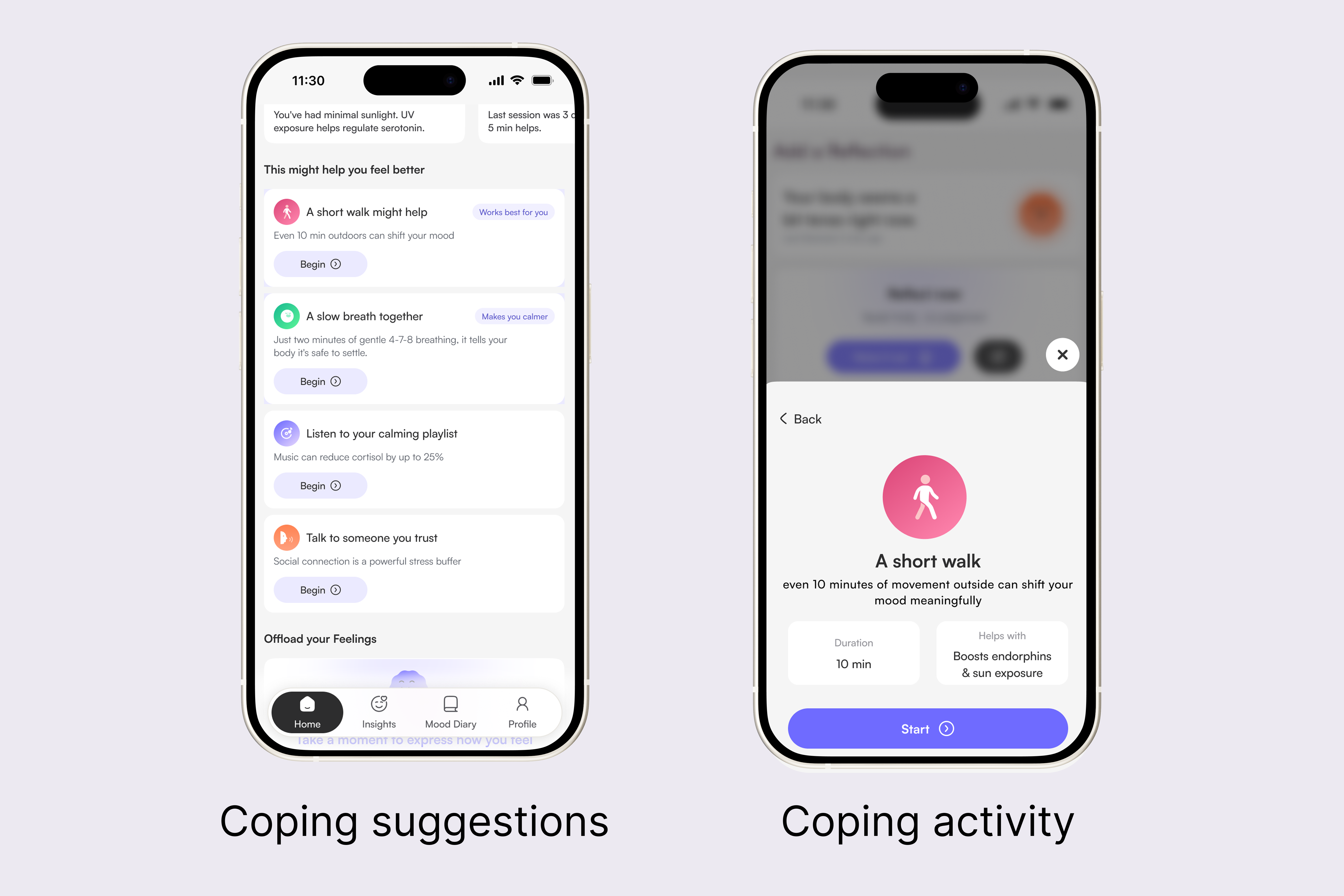 Coping suggestions list and a guided coping activity