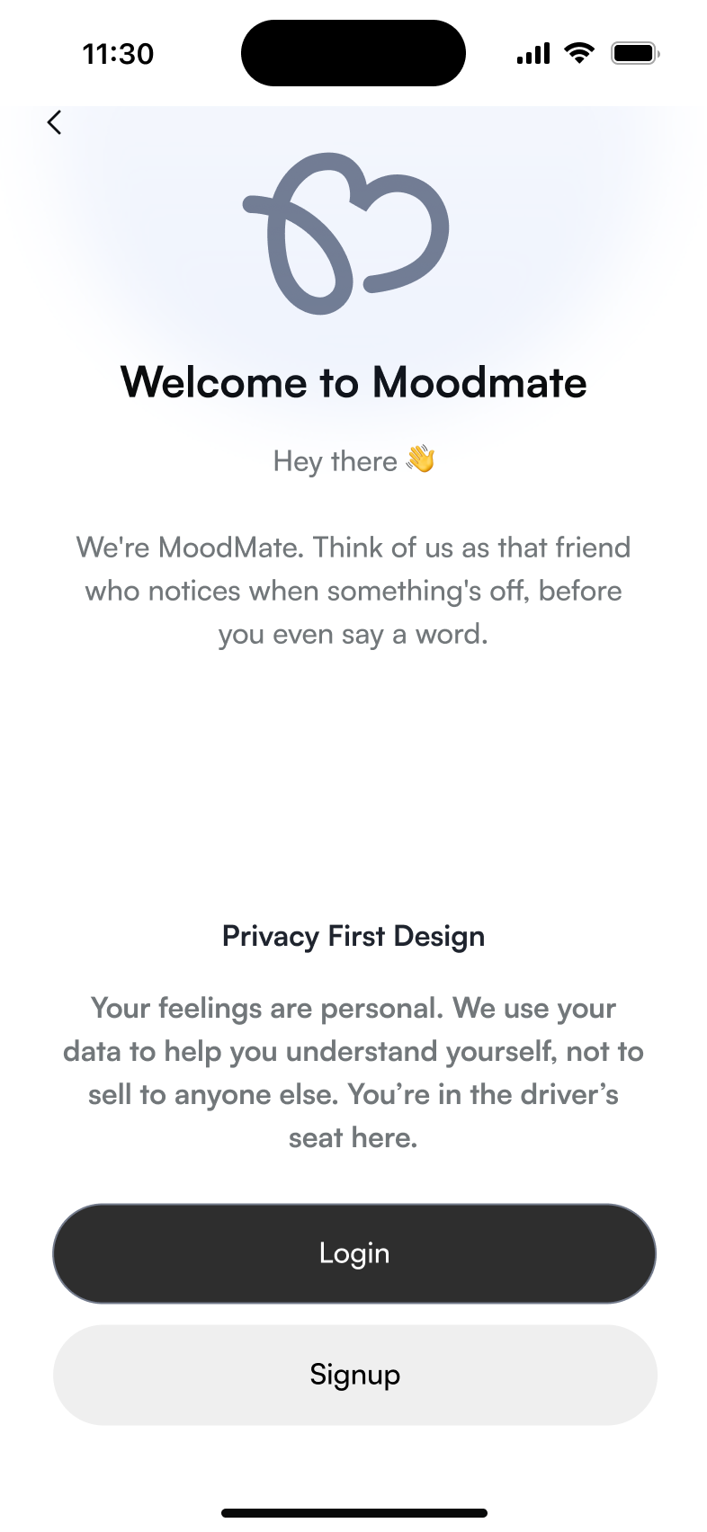 Welcome screen