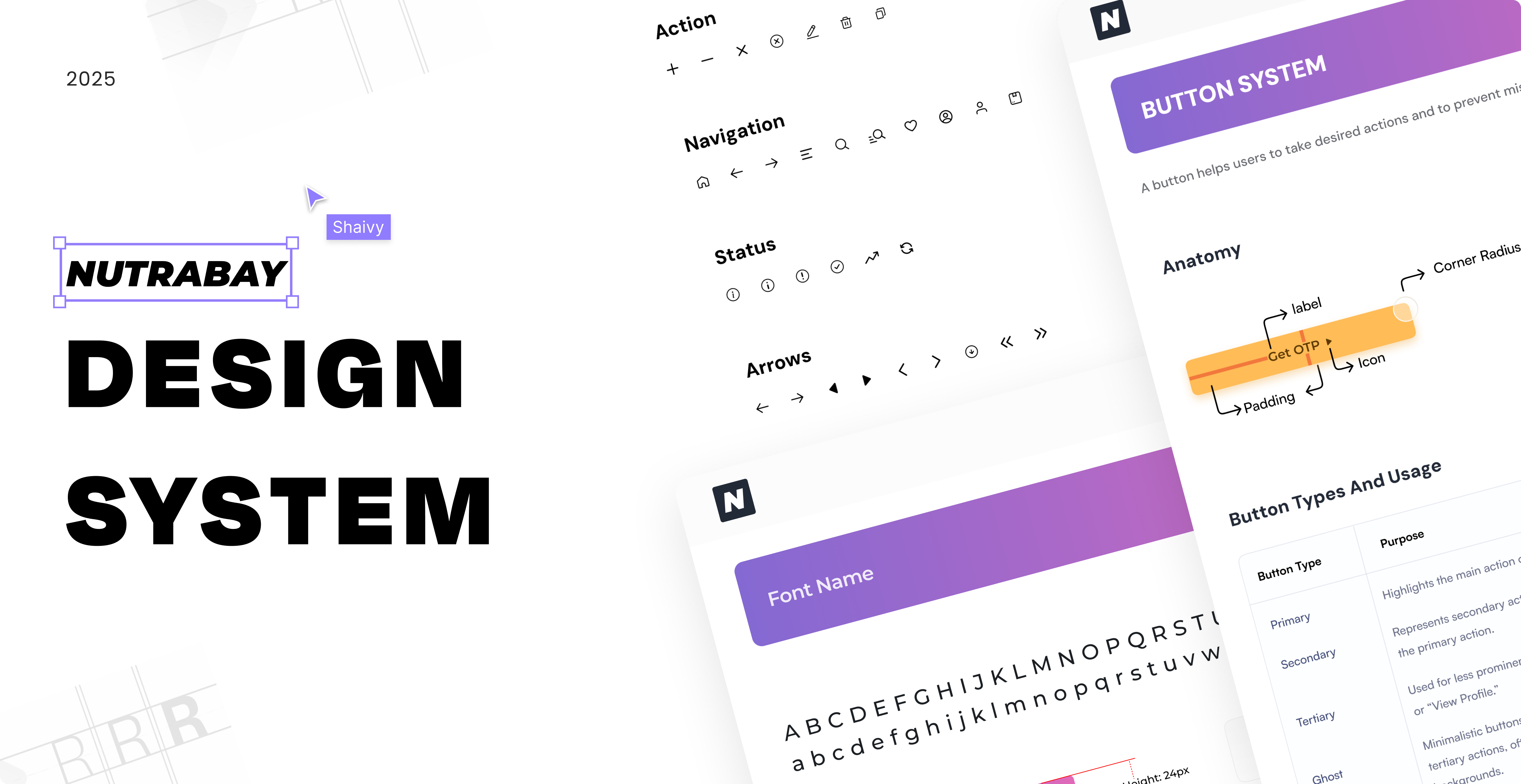 Nutrabay design system, icon set, button system and type styles